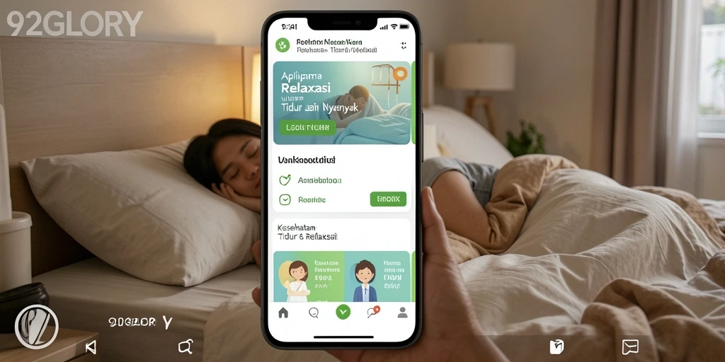 Screenshot aplikasi menampilkan fitur relaksasi untuk tidur.