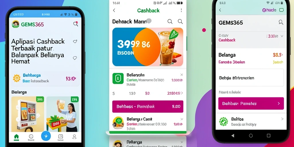 Antarmuka <strong>GEMS365</strong> yang menarik dan mudah digunakan untuk mendapatkan cashback.