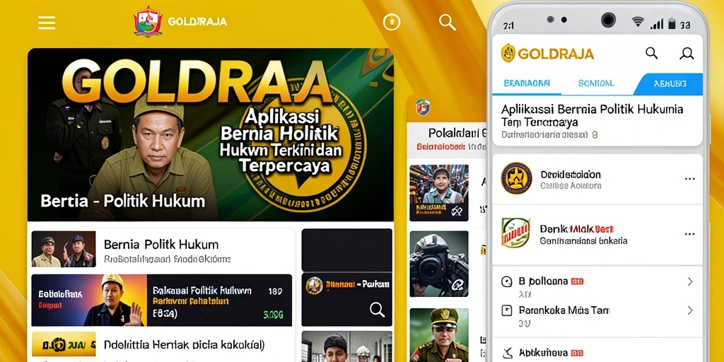 Antarmuka aplikasi GOLDRAJA dengan berita politik dan hukum terbaru.