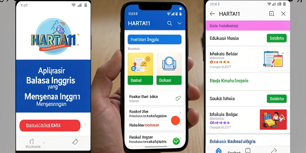 Tampilan antarmuka HARTA11 yang menarik untuk belajar Bahasa Inggris.