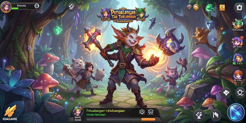 Tampilan antarmuka IDAGAME yang menampilkan aksi petualangan yang mendebarkan.