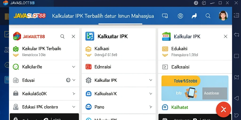 Tampilan antarmuka aplikasi Kalkulator IPK JAVASLOT88 yang sederhana dan informatif.