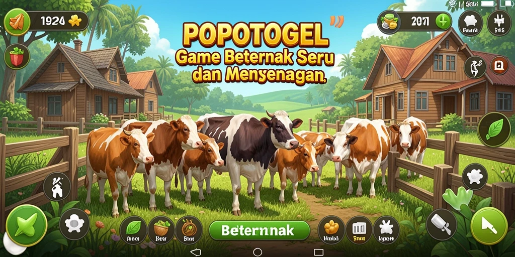 Antarmuka grafis menarik dalam game Beternak POPOTOGEL.