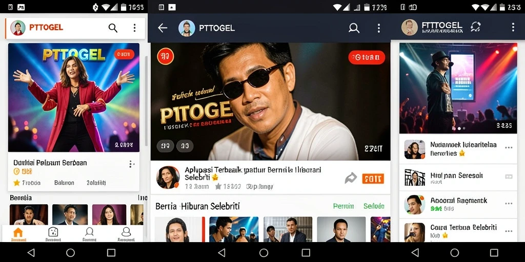 Tampilan antarmuka aplikasi PTTOGEL yang menarik untuk berita selebriti.