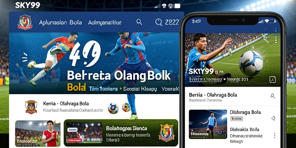 Tampilan antarmuka aplikai SKY99 untuk berita olahraga bola.